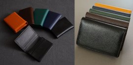 左：ナッパレザー(累計販売個数10,000個突破)、右：サフィアーノレザー(10月発売予定)
