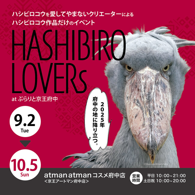 atman atman コスメ府中店にてハシビロコウグッズ販売イベント「HASHIBIRO LOVERs」を開催