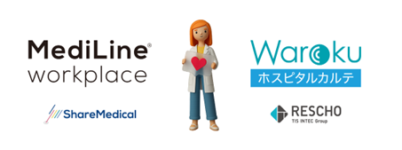 レスコの標準型医療情報クラウド「Warokuホスピタルカルテ」と、シェアメディカルの医療用チャットサービス「メディラインワークプレイス」がAPI連携を開始