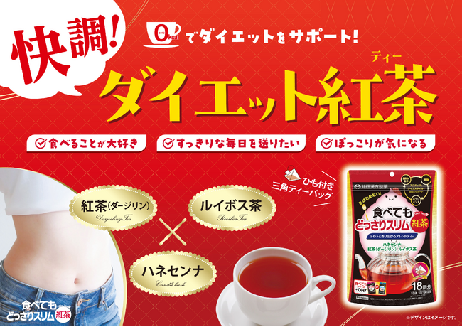 すっきり味で快調、紅茶ベースの0kcalダイエットティー【食べてもどっさりスリム紅茶】