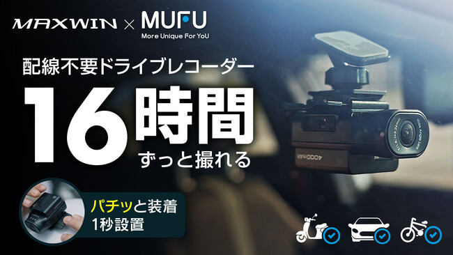 Makuake開始5秒で目標達成！MAXWIN×MUFUの車バイク両用ドラレコが2週間で総額8,377,508円サポーター853人を記録！