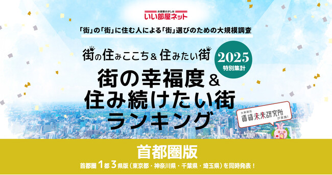 いい部屋ネット　街の幸福度＆住み続けたい街ランキング2025＜首都圏版＞発表