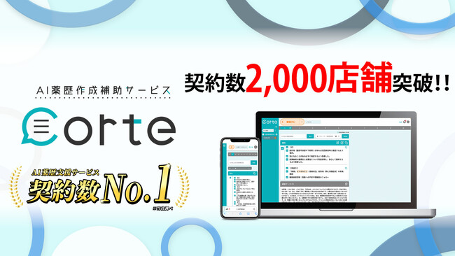 【速報】AI薬歴作成支援サービス「corte」、契約店舗数2,000店舗を突破！業界No.1の導入実績を達成