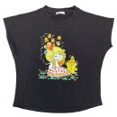 音楽柄フレンチ袖天竺Tシャツ チャコール 音楽柄フレンチ袖天竺Tシャツ チャコール