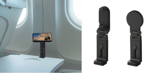 旅行中に手ぶらで動画&Webを楽しめる！天板に挟んで固定できるクランプ式のスマートフォンスタンド 2タイプを新発売