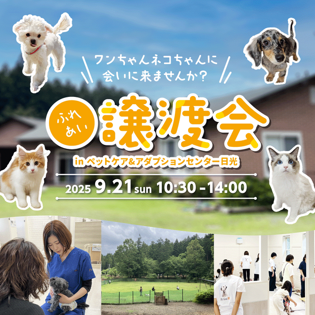 2025年9月21日（日）ペッツファーストグループ「ふれあい譲渡会」開催のお知らせ　inペットケア＆アダプションセンター日光