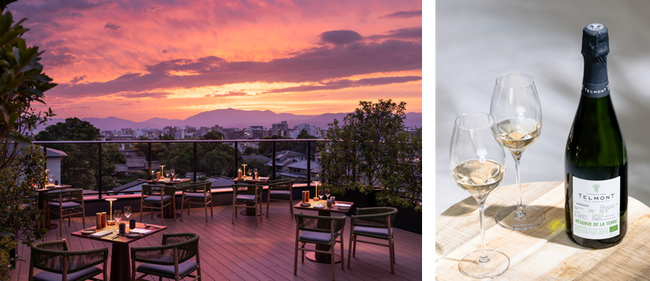 サステナブルなアプローチでシャンパーニュの新時代を切り拓くテルモン、「シックスセンシズ 京都」にて京都の夕陽を眺めながらシャンパーニュを楽しむバイザグラスキャンペーンを開始