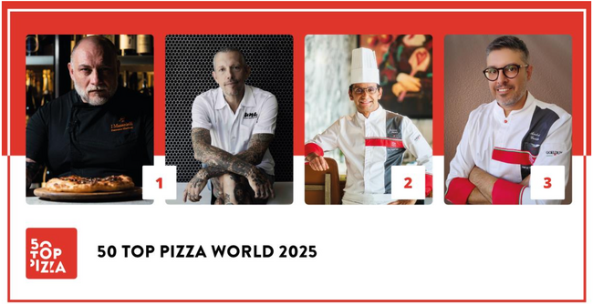 50 TOP PIZZA WORLD 2025 - 世界のベストピッツェリアが決定！「Una Pizza Napoletana」（ニューヨーク）、「I Masanielli」（カゼルタ）が同点１位。