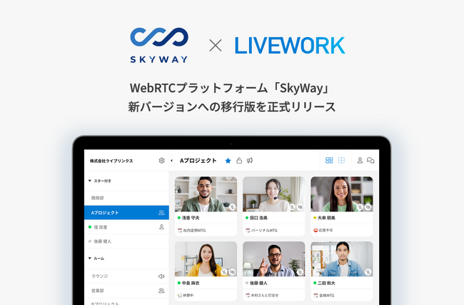 仮想オフィスツール LIVEWORK（ライブワーク） WebRTCプラットフォーム「SkyWay」新バージョンへの移行版を正式リリース