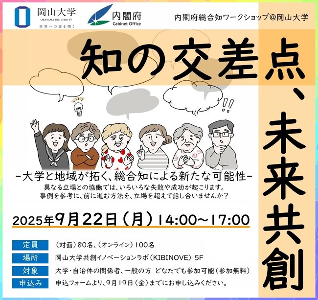 【岡山大学 x 内閣府】内閣府総合知ワークショップ＠岡山大学「知の交差点、未来共創 -大学と地域が拓く、総合知による新たな可能性-」〔9/22,月 ハイブリッド開催〕