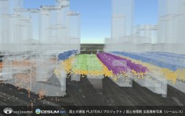 「高さ情報による階層分離技術」を用いて駅構内の人流を地下／1F／各プラットフォーム等で分離した例(2024年8月)