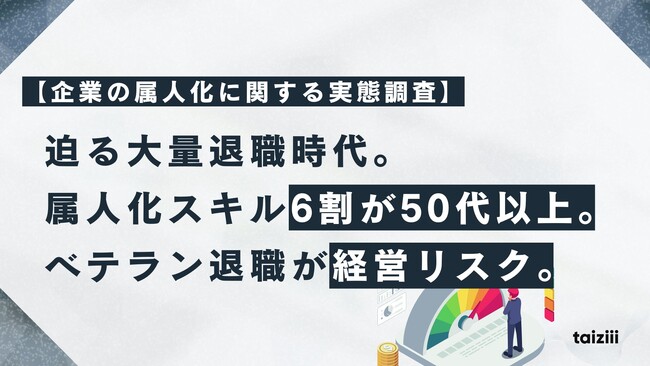【企業の属人化に関する実態調査】属人化スキルの6割が50代以上に集中。管理職の74.5%がベテラン退職を「経営リスク」と認識。