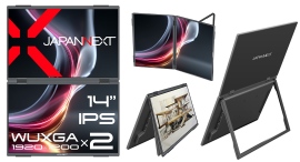 JAPANNEXTが14" IPSパネルを2つ搭載したWUXGA(1920x1200)解像度のデュアルモバイルモニターを39,980円で9月18日(木)に発売 JAPANNEXTが14" IPSパネルを2つ搭載したWUXGA(1920x1200)解像度のデュアルモバイルモニターを39,980円で9月18日(木)に発売