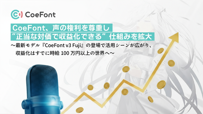 CoeFont、声の権利を尊重し“正当な対価で収益化できる”仕組みを拡大