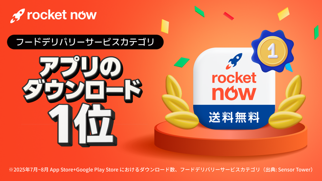 フードデリバリーアプリ「ロケットナウ」 国内ダウンロードランキング2カ月連続1位