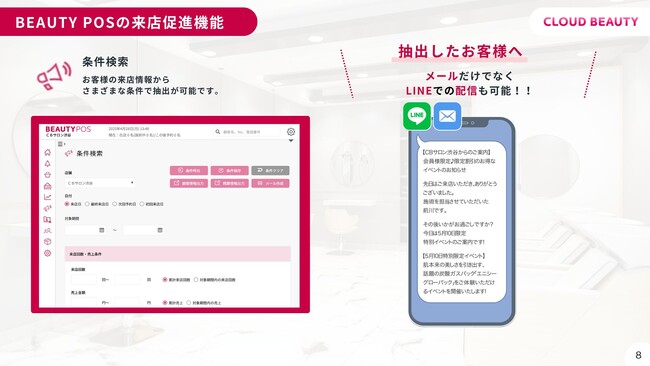 美容サロン向け店舗管理クラウド『BEAUTY POS』、新たにLINE配信機能をリリース ～株式会社クラブネッツとの連携により、リピーター獲得を強力にサポート～