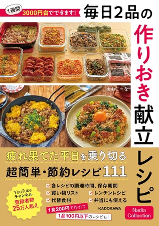 超簡単作り置きレシピで節約！あおにーなさんの新刊『1週間3000円台でできます！ 毎日2品の作りおき献立レシピ』が発売！