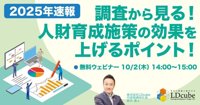 「【2025年調査レポート速報】調査から見る！人財育成施策の効果を上げるポイント！」ウェビナーを開催（10月2日14:00～15:00）｜株式会社LDcube