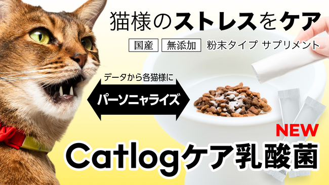Catlog(R)、猫様のストレスをケアするために、Catlogデータから各猫様にパーソニャライズされた特許出願中の乳酸菌サプリメント『Catlogケア乳酸菌』を販売開始！