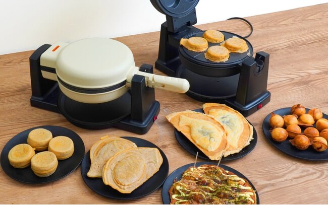 たこ焼き作り、つきっきりの焼き作業からおさらば。鯛焼きも大判焼きもこれ1台　『回転羽つき屋台焼き「ぐるり庵」』を発売