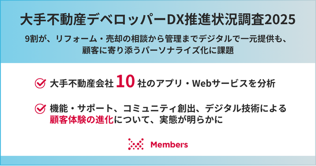 【大手不動産デベロッパーDX推進状況調査2025】9割が、リフォーム・売却の相談から管理までデジタルで一元提供も、顧客に寄り添うパーソナライズ化に課題