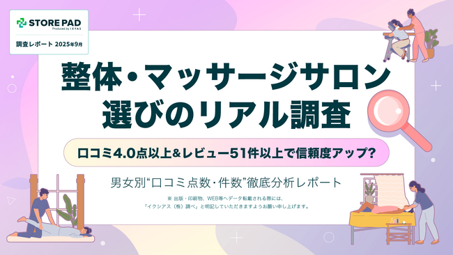 【整体・マッサージサロン選びのリアル調査】口コミ4.0以上&レビュー51件以上で信頼度アップ？ 