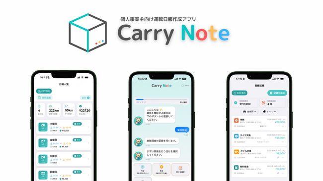 軽貨物ドライバーの日報作成をチャットで完了！業務管理アプリ「CarryNote /キャリーノート 」正式リリース