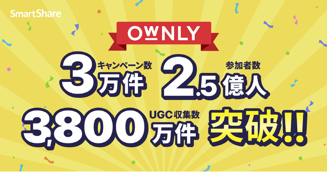 「OWNLY」がSNSキャンペーン累計実施数3万件・参加者総数2.5億人・UGC収集数3800万件を突破