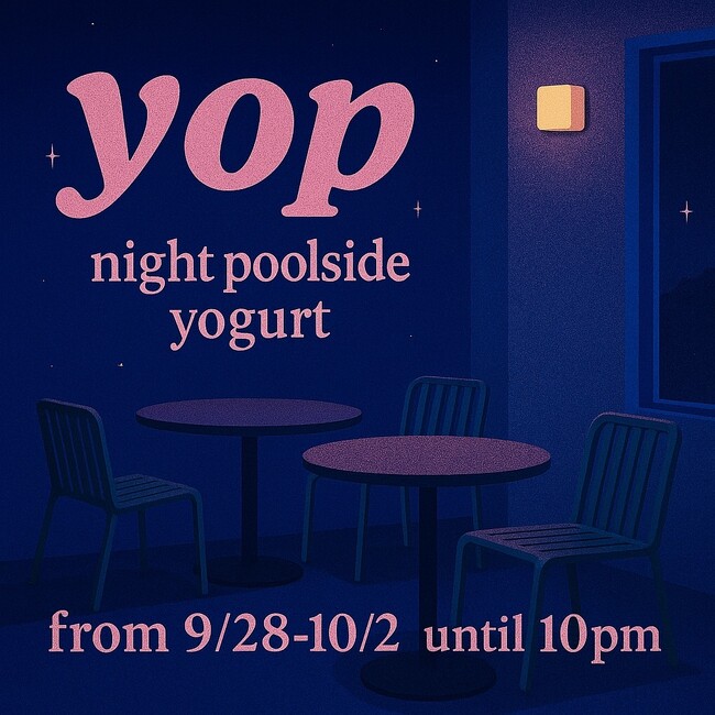 yop poolside yogurt（所在地：沖縄県恩納村・運営会社：株式会社pool）は、2025年9月28日（日）から10月2日（木）までの5日間限定で、夜営業を開始しました