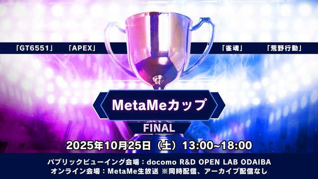 【最終決戦】123日間連続開催のeスポーツプロジェクト「MetaMeカップ Final」を10月25日(土)開催。パブリックビューイングも同時開催。