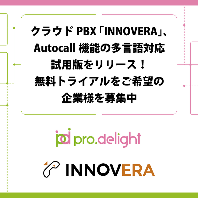 クラウドPBX「INNOVERA」、Autocall機能の多言語対応試用版をリリース！無料トライアルをご希望の企業様を募集中