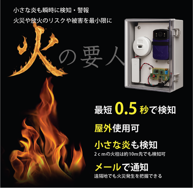 10m先の“ライターの炎”も見逃さない。乾燥と放火リスクに備える、屋外対応の火災検知システム『火の要人』販売開始