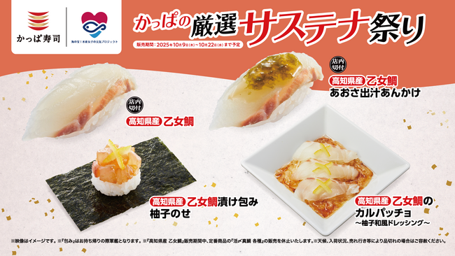【かっぱ寿司×海の宝！水産女子の元気プロジェクト】高知県の豊かな海で丁寧に育てられた“桜色の美しい真鯛”『高知県産 乙女鯛』が、全国のかっぱ寿司で1皿110円（税込）～楽しめる！