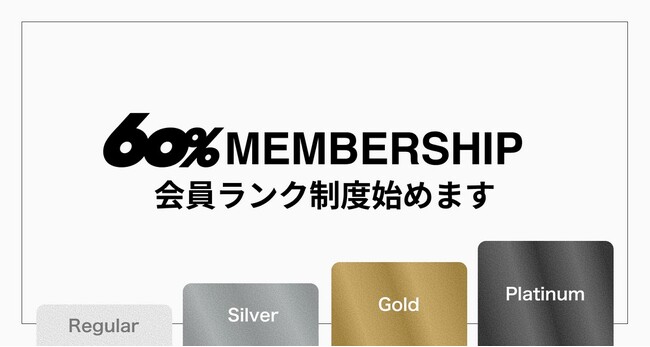 60%にて「会員ランク制度」が開始。会員だけの特典が充実