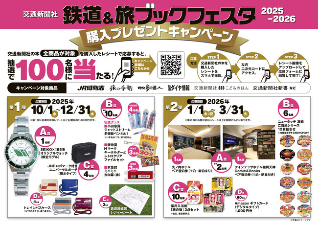 交通新聞社「鉄道＆旅ブックフェスタ2025‐2026」鉄道グッズ　100名様に当たる！プレゼントキャンペーン実施