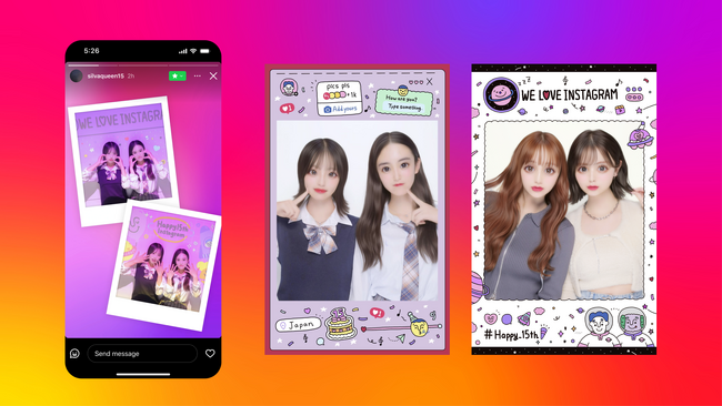 Instagram、15周年を記念しフリューのプリントシール機と初コラボ、期間限定デザインを展開