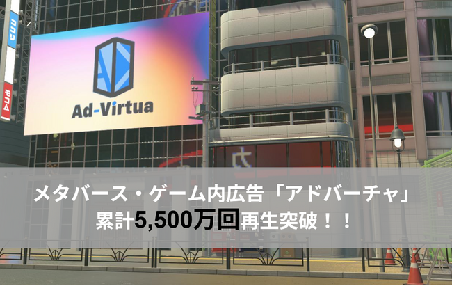 「アドバーチャ」（メタバース・ゲーム内広告）による広告再生数が累計5,500万回を達成！