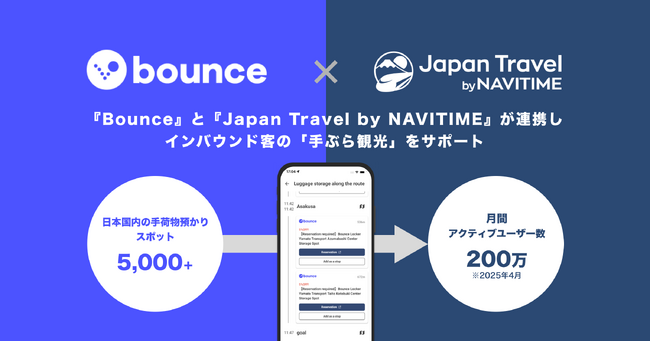 『Bounce』と『Japan Travel by NAVITIME』が連携開始、インバウンド客の「手ぶら観光」をサポート