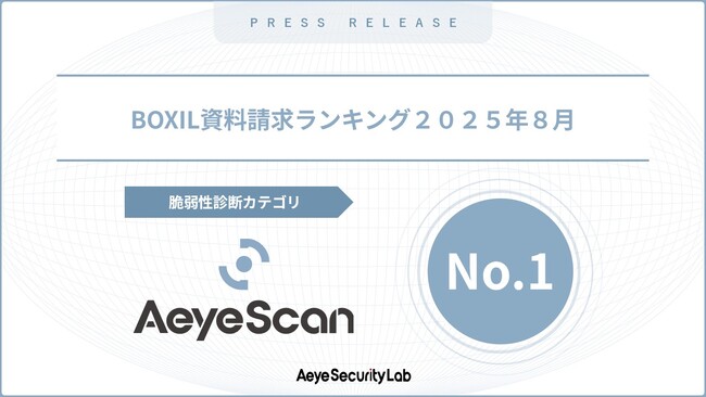 AeyeScan、「BOXIL 2025 資料請求数ランキング」の「脆弱性（セキュリティ）診断」カテゴリで1位受賞