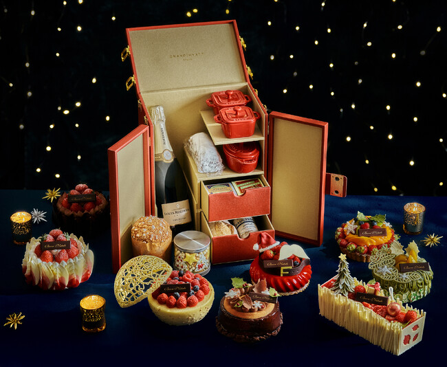 シェフ特製スイーツやセイボリーを詰め込んだ特別なホリデーギフトボックス至高のプレステージシャンパーニュ“クリスタル”など3種から選べるシャンパン付6セット限定「プレミアム クリスマス ハンパー」新登場