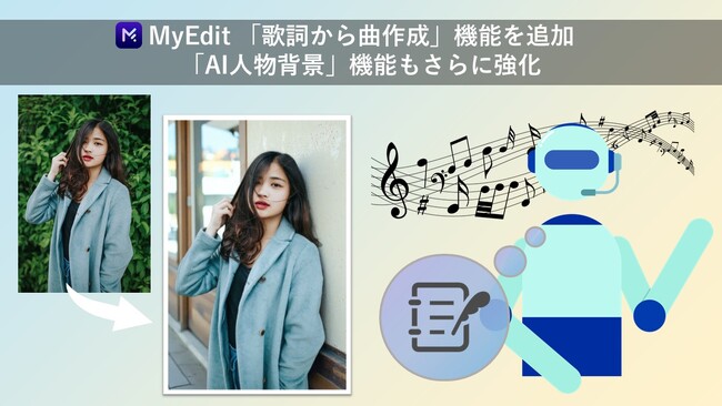 サイバーリンク、「MyEdit」に「歌詞から曲作成」機能を追加、「AI人物背景」機能もさらに強化