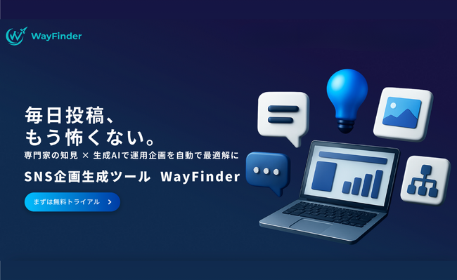 SNS運用の常識を変えるAIが「毎日投稿」と「コスト削減」をサポートするサービス WayFinder スタート