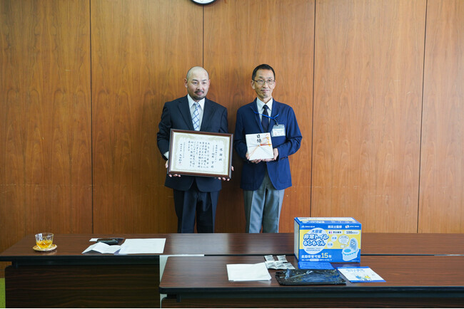 有限会社だいだい、明石市へ非常災害用備蓄物品（非常トイレ「もしもくん」）を寄贈