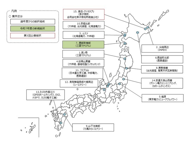 令和7年度地熱発電の資源量調査事業費助成金交付事業の採択結果について（第3回公募）