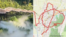 ゆがきれいに描ける、総湯を中心に広がる温泉街 ゆがきれいに描ける、総湯を中心に広がる温泉街