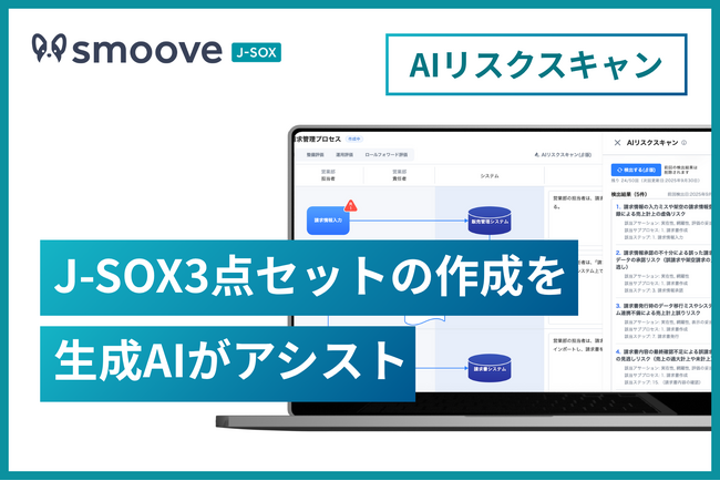 内部統制業務DX SaaS「smoove J-SOX」、新機能「AIリスクスキャン」を提供開始 ─ リスク検知を生成AIがアシスト ─