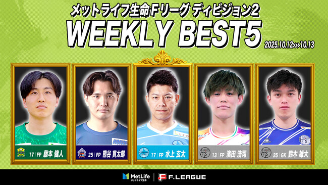 水上玄太（エスポラーダ北海道）が週間MVPに！第12節｜2025年10月12日～10月13日 週間ベスト5【メットライフ生命Ｆリーグ2025-26 ディビジョン2】