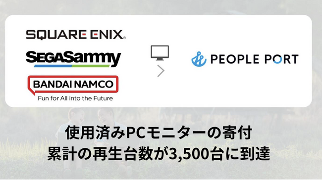 エシカルパソコン「ZERO PC」を展開するピープルポート、スクウェア・エニックス・セガサミー・バンダイナムコからの寄付を活用し3,500台のモニターを再生