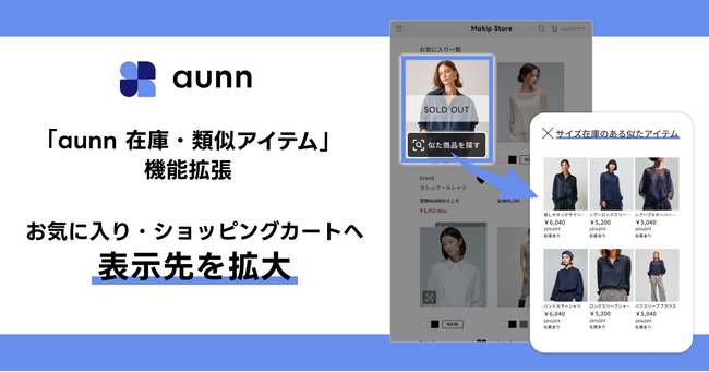 「aunn 在庫・類似アイテム」機能拡張　お気に入り・ショッピングカートへ表示先を拡大　～欠品による“機会損失”を“新たな購買機会”へ～