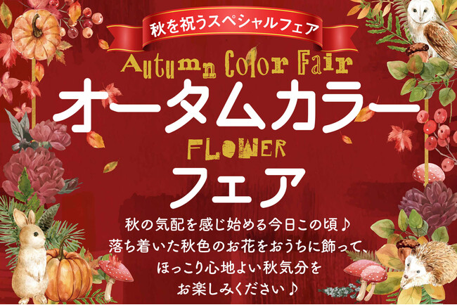 創業50周年の生花会社メルシーフラワー、同じく50周年のカルビー「ポテトチップス」と異業種コラボ。首都圏の店舗で“食欲の秋”ならぬ“花飾りの秋”を提案する「オータムカラーフェア」10/16より開催！